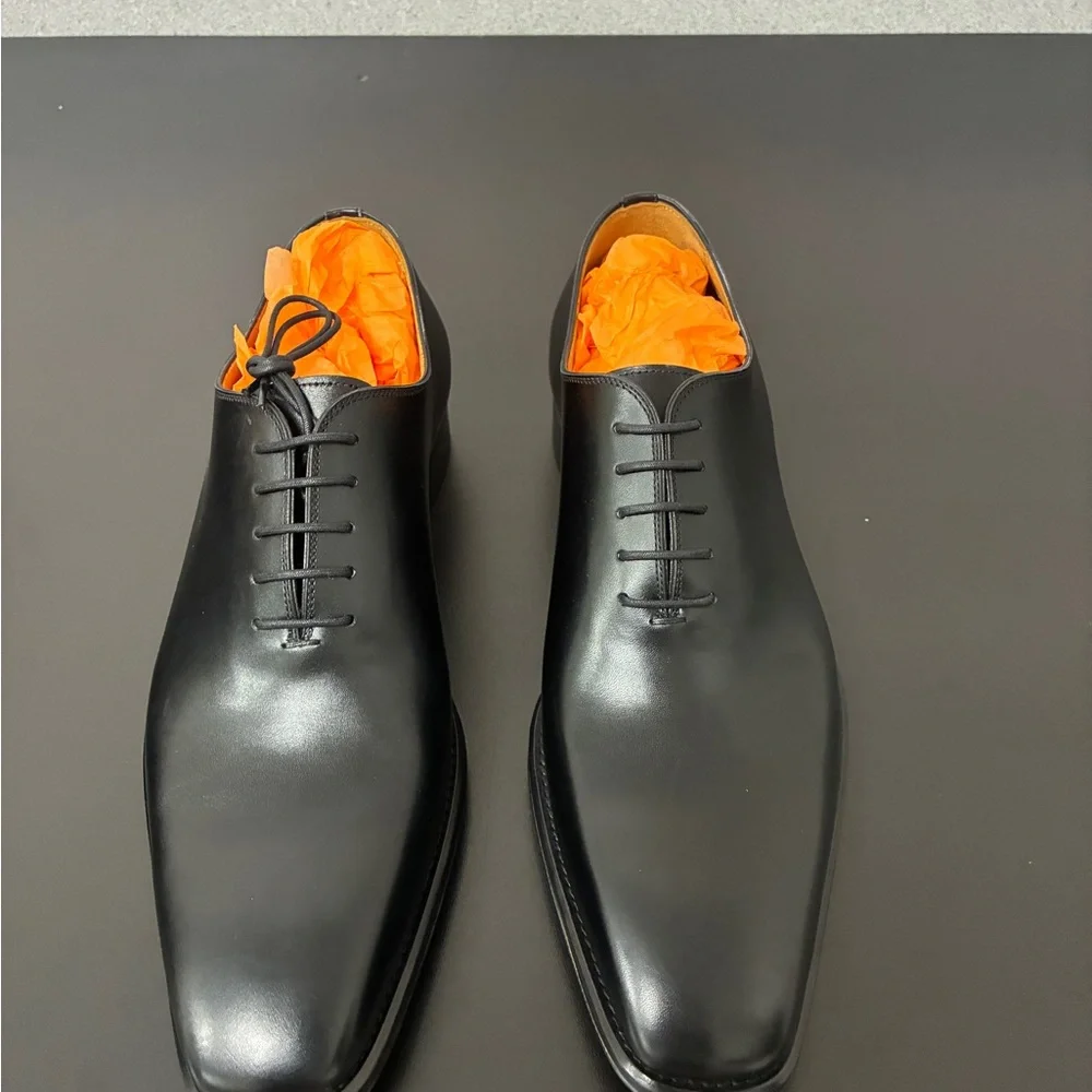 Magnanni Black Leather Oxford Dress Shoes